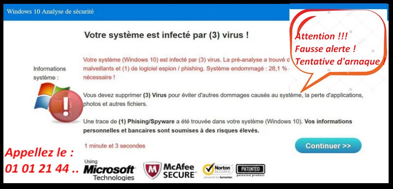 virus fausse alerte - depannageinformatiquenantes Nantes